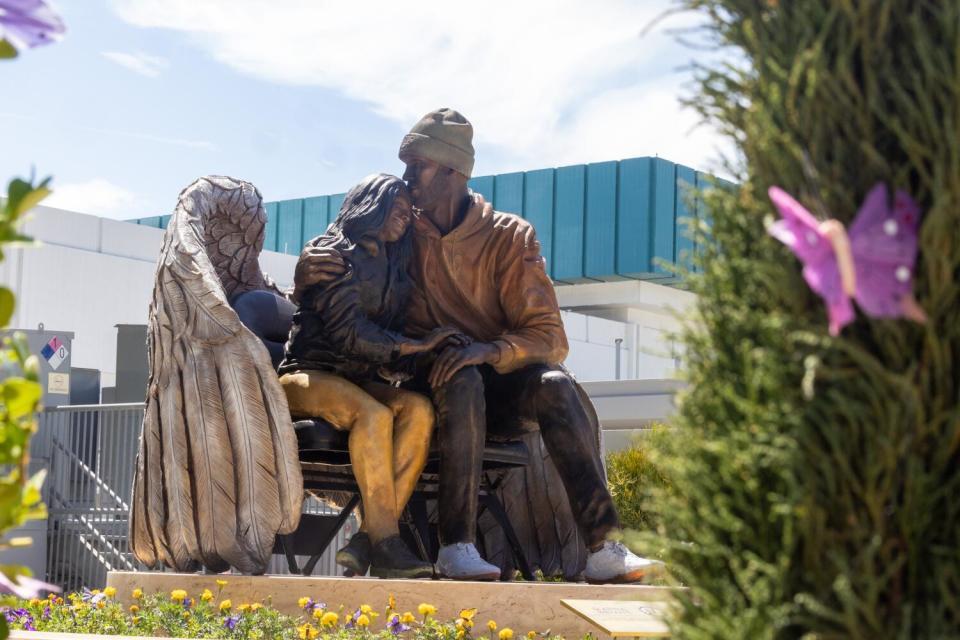 Kobe Bryant and Gianna Resting Near Crypto.com Arena Entrance Honoring Lakers Legend